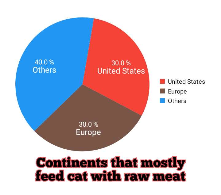 Continents that mostly feed cat with raw meat